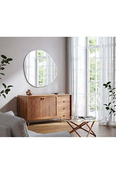FNC CONCEPT Yuvarlak Asimetrik Dekoratif Duvar Aynası 90x81cm