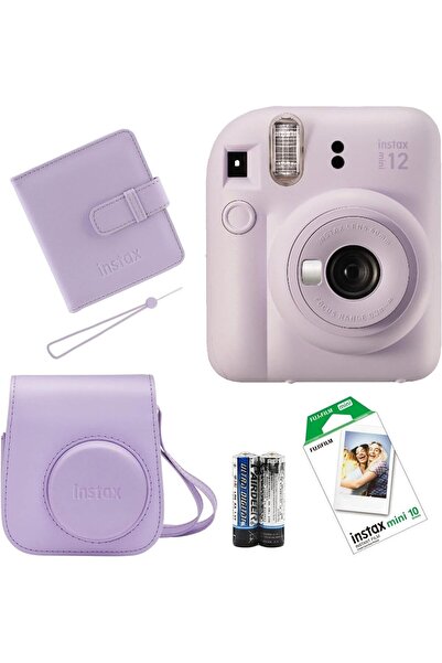Fujifilm İnstax Mini 12 Fotoğraf Makinesi+Askı+pil +10'lu film+Albüm (LİLA)