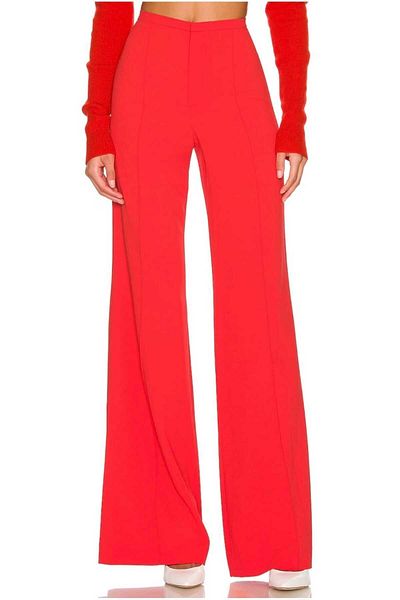 Zagrep Women's Red Color Wide Leg Crepe Imported Fabric Long Pants
