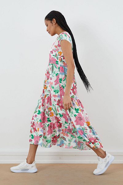 PAULMARK V-neck Patterned Dress