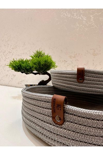 REYGON TEKSTİL wicker OVAL JUTE, HAND-WOVEN BASKET BATHROOM AND KITCHEN ORGANIZER S11