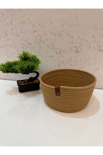 REYGON TEKSTİL Wicker Jute, Hand Woven Basket Bathroom and Kitchen Organizer S15