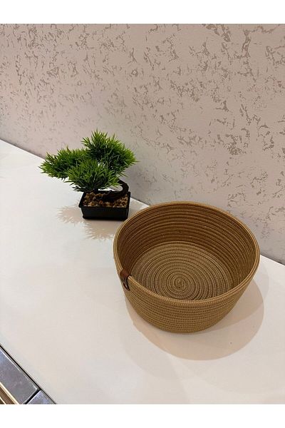 REYGON TEKSTİL Wicker Jute, Hand Woven Basket Bathroom and Kitchen Organizer S15
