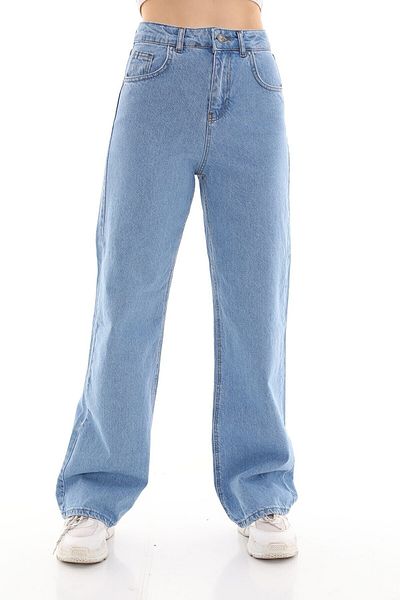 Trn JNS 90's Light Blue Lycra Super High Waist Loose Jean Trousers