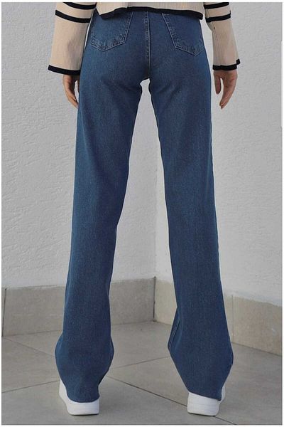Trn JNS Daisy 90's Striagth Blue Lycra Super High Waist Loose Jeans