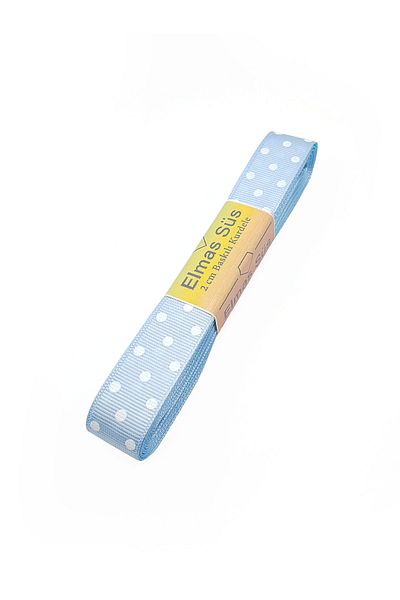 E Elmas Polka Dot Grosgrain Ribbon 2cm - 10m - Blue