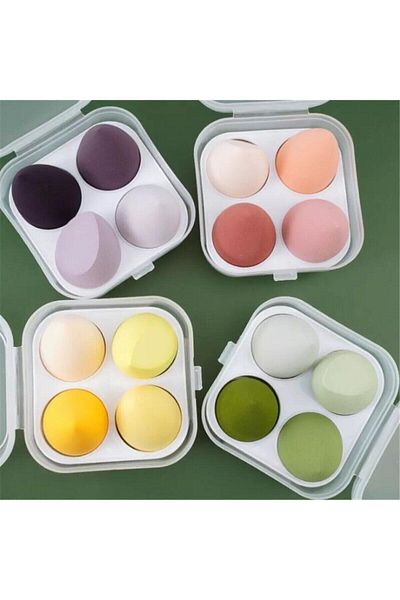 Sildne 4 Pieces of Makeup Sponge Special Storage Container