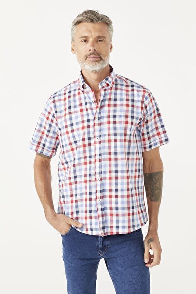 PAULMARK منقوشة قميص قصير الأكمام