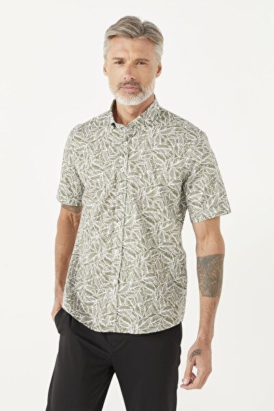 PAULMARK Leaf Pattern Shirt