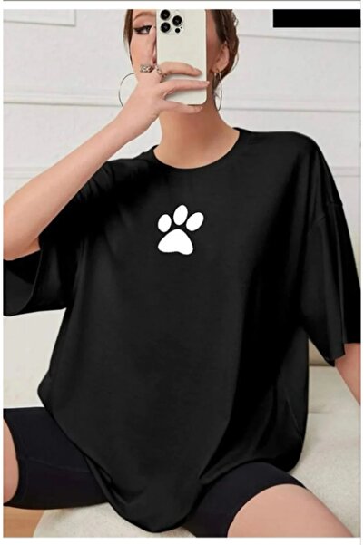 Pelna tricou oversize cu imprimeu decolteu