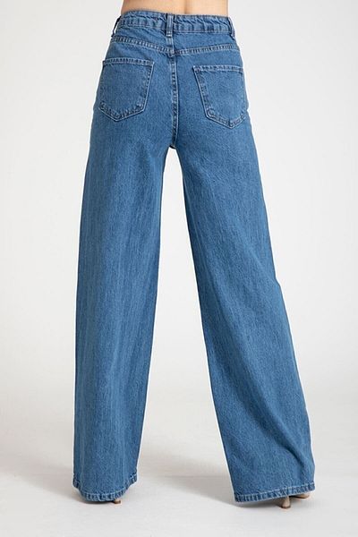 Trn JNS Camelia Gold Ikon 90&#39;s afumat Lycra Pantaloni Palazzo Casual cu talie super înaltă