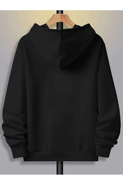 Revasser Unisex Black Freedom Printed Oversize Hooded Sweatshirt