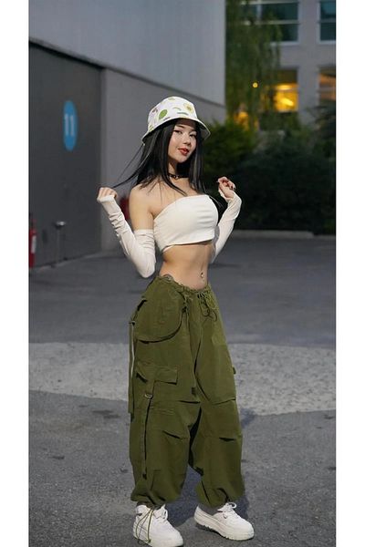 Gofeel Y2k Cargo Pocket Extra φαρδύ παντελόνι με λεπτομέρεια Unisex με φαρδύ πόδι