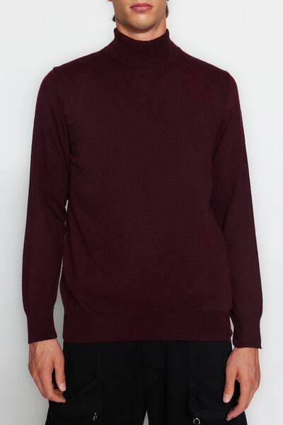 Trendyol Collection Half Turtleneck Claret Red Slim Fit Knitwear Sweater - Tmnaw21Kz1595