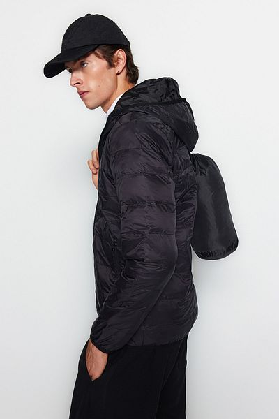 Trendyol Collection Black Water/ Wind Resistant Lightweight Puffer Jacket - With Portable Bag, Regular Fit TMNAW24MO00004