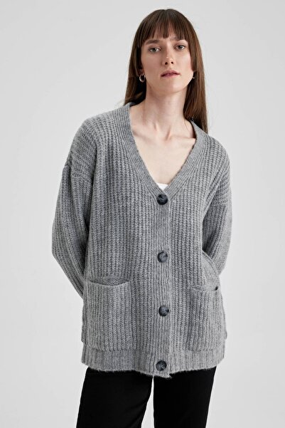 DeFacto Oversize Fit Cardigan s výstřihem do V