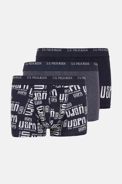 U.S. Polo Assn. ΒΑΣΗ. Polo Assn 80338 USPA Printed 3 Pack Lycra Ανδρικά εσώρουχα μπόξερ