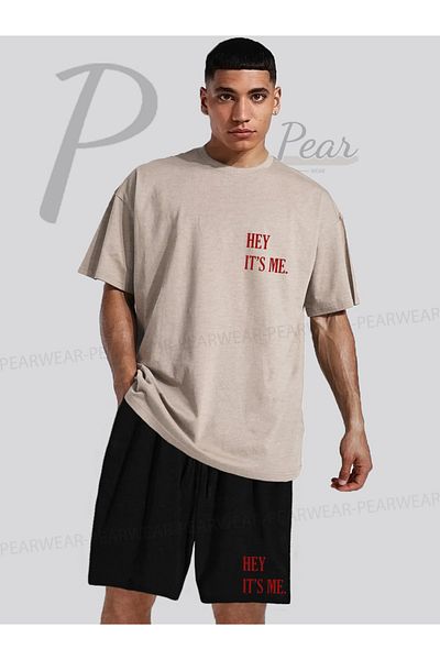 Pear Wear Hey Its Me Τυπωμένο μπλουζάκι με κανονική εφαρμογή Σορτς T-Shirt Σετ διπλό σετ