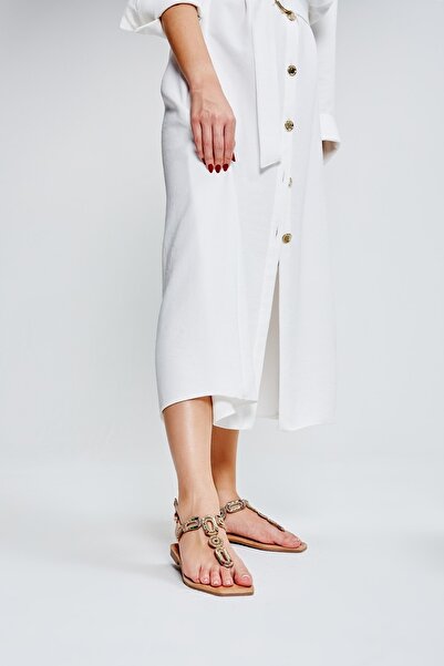 LAZAMANİ Sandale de damă din piele de piersică