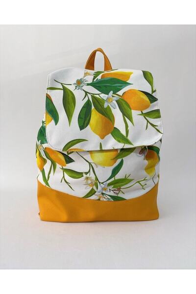 TALKING DREAMS حقيبة ظهر من جلد صناعي أصفر منقوش بالليمون
