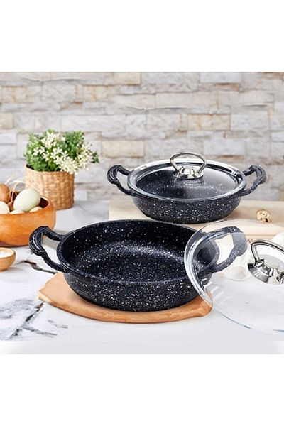 OMS 4 Piece Cast Iron Granite Pan Set 3286 Black