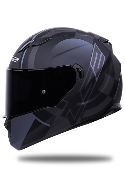 LS2 Stream Evo Target Mat Siyah Kapalı Motosiklet Kaskı Siyah Camlı