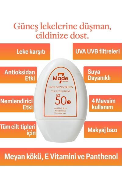 MADE7 Made 7 Face Sunscreen Spf50 - Yüz Güneş Kremi Spf50