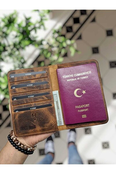 VİSSO 911 Hakiki Deri Pasaportluk Gerçek Deri Pasaport Kılıfı Isme Özel Hakik...