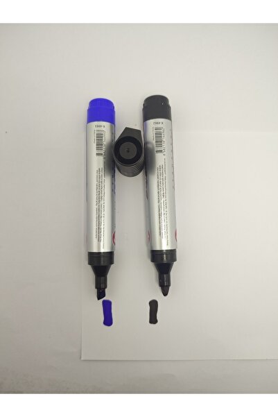 gördur قطعتان من أقلام الطرود ذات الأطراف المقطوعة باللونين الأزرق والأسود، مجموعة أقلام غير قابلة للمسح ذات طرف جانبي مكونة من قطعتين