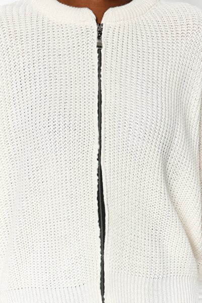 Trendyol Collection Stone Bomber Collar Knitwear Cardigan TWOAW24HI00153