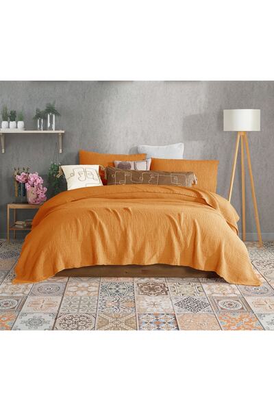destinyhometex Cuvertură de pat de o persoană Camel - 160x240cm/50x70cm, 4 straturi muselină multiplă 100% bumbac