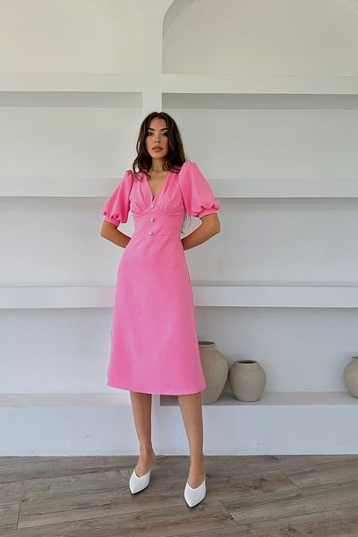 Seda Yalçın Atelier Pink Pearl Button Detail Dress