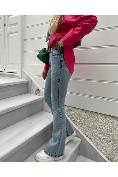 BROSERER Poema Spaniolă Talie înaltă Fadeless Blue Snow Jeans Pantaloni Flare Jean