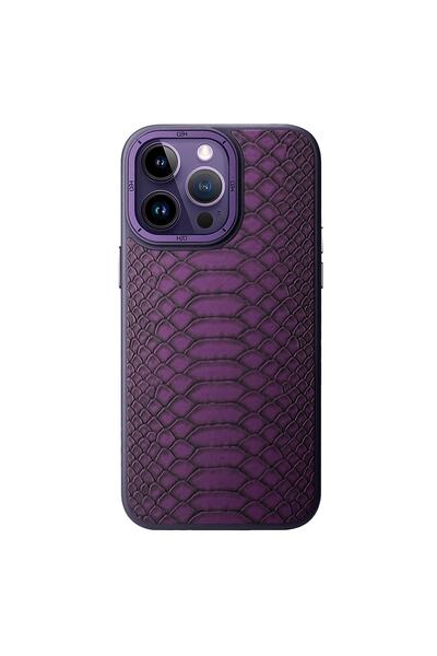 Nettech İphone 13 Pro Max Uyumlu Spor Deri Seri Arka Koruma Kılıf - Mor