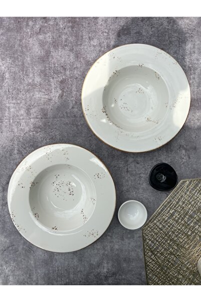 RUBİ PORSELEN 2-Piece Pasta & Salad Plate 25 cm Bone Porcelain