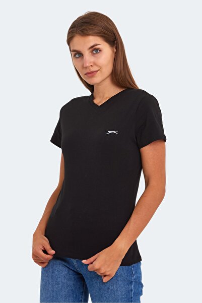 Slazenger KRISTEN I Kadın V Yaka Siyah Tişört