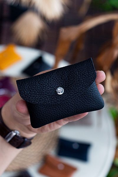 Garbalia Murcia Genuine Leather Slim Design Black Coin and Card Holder