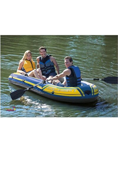 Genel Markalar İntex 68370 Challenger 3 Kişilik Şişme Bot Kürek ve Pompalı Tamir seti Dahil