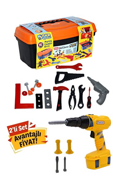 YILDIRIM OYUNCAK Eğitici Çantalı Teknik Tamir Seti Ve Pilli Matkap Seti Topla...
