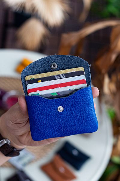 Garbalia Murcia Genuine Leather Fine Design Saks Blue Coin and Card Holder