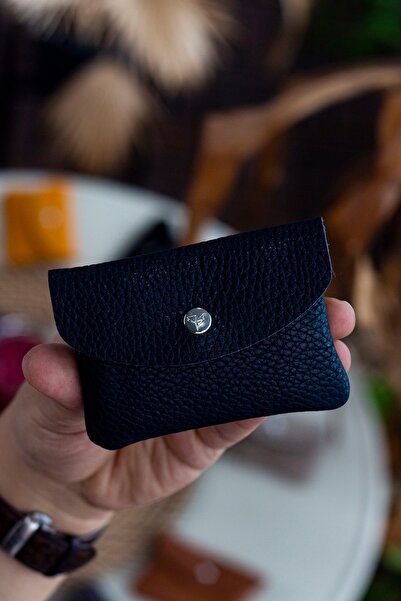 Garbalia Murcia Genuine Leather Slim Design Dark Blue Coin and Card Holder