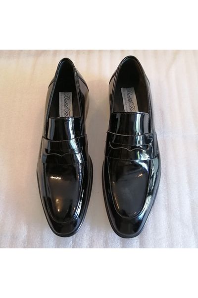 Butik Tülin Men's leather black patent leather banded side rubberized neolite sole loafer shoes