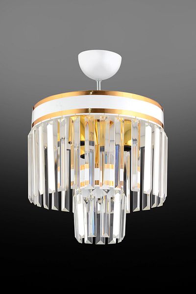Kraliçe Paris 4-Piece 30-Piece Crystal Stone White Gold Gilt Chandelier Set