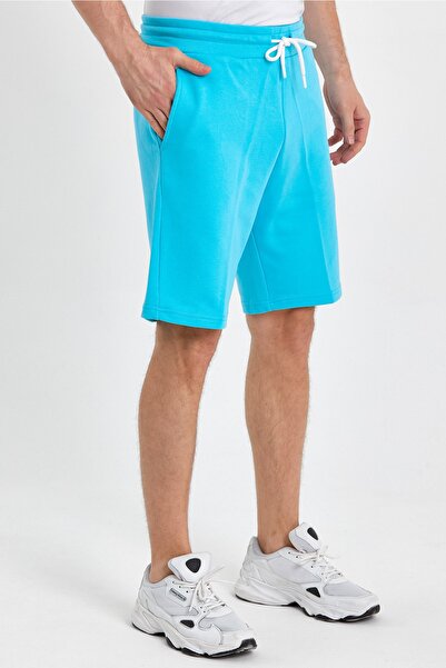 LACİVERTMEN 8024-2 Three Thread Waist Corded Square Printed Shorts