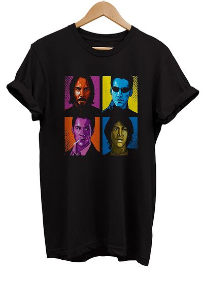 remonz Keanu Reeves Characters ταινίας με στάμπα 100% βαμβακερό μπλουζάκι Basic T-shirt κανονικού μεγέθους
