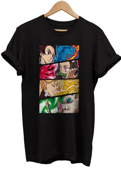 remonz Μπλουζάκι Demon Slayer Kimetsu No Yaiba με στάμπα 100% βαμβακερό Oversize