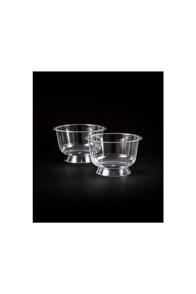 KURTSAN AMBALAJ Crystal Mica Footed Bowl 180cc Without Lid (25 Pieces)