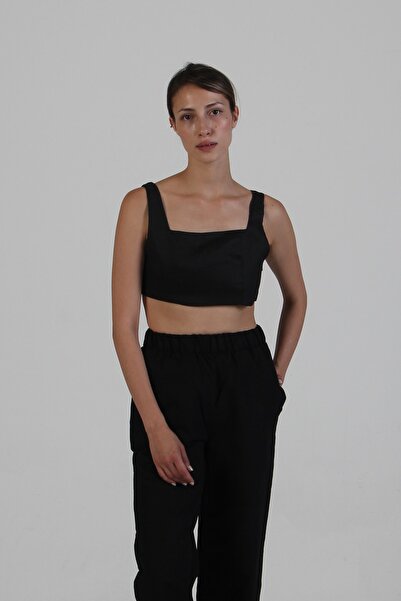 MONANNEE %100 Keten Siyah Croptop