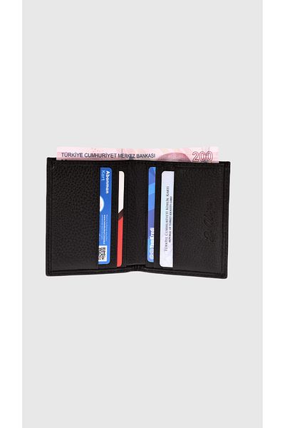 Grande 3745 Genuine Leather Vertical Men's Wallet Flother Black