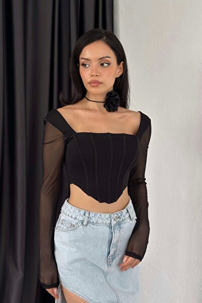 Eka Жіночий чорний бюстгальтер з тюлевими деталями та балеринами 1032-1930